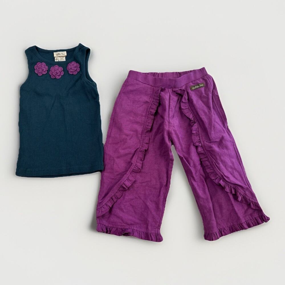 Matilda Jane Wonderful Parade Purple Pants Blue Tank top Outfit Size 4